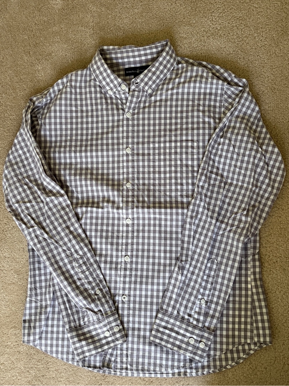 Beverly Hills Polo Club Gray and White Gingham Button-Down Shirt